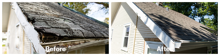 Home Repair Roof Before and After Detail